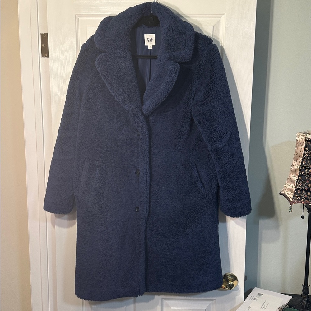GAP Soft Blue Faux Fur Jacket